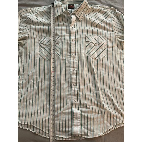 Vtg. Western Fashions White with Green striping Long Sleeve Shirt - Picture 7 of 8